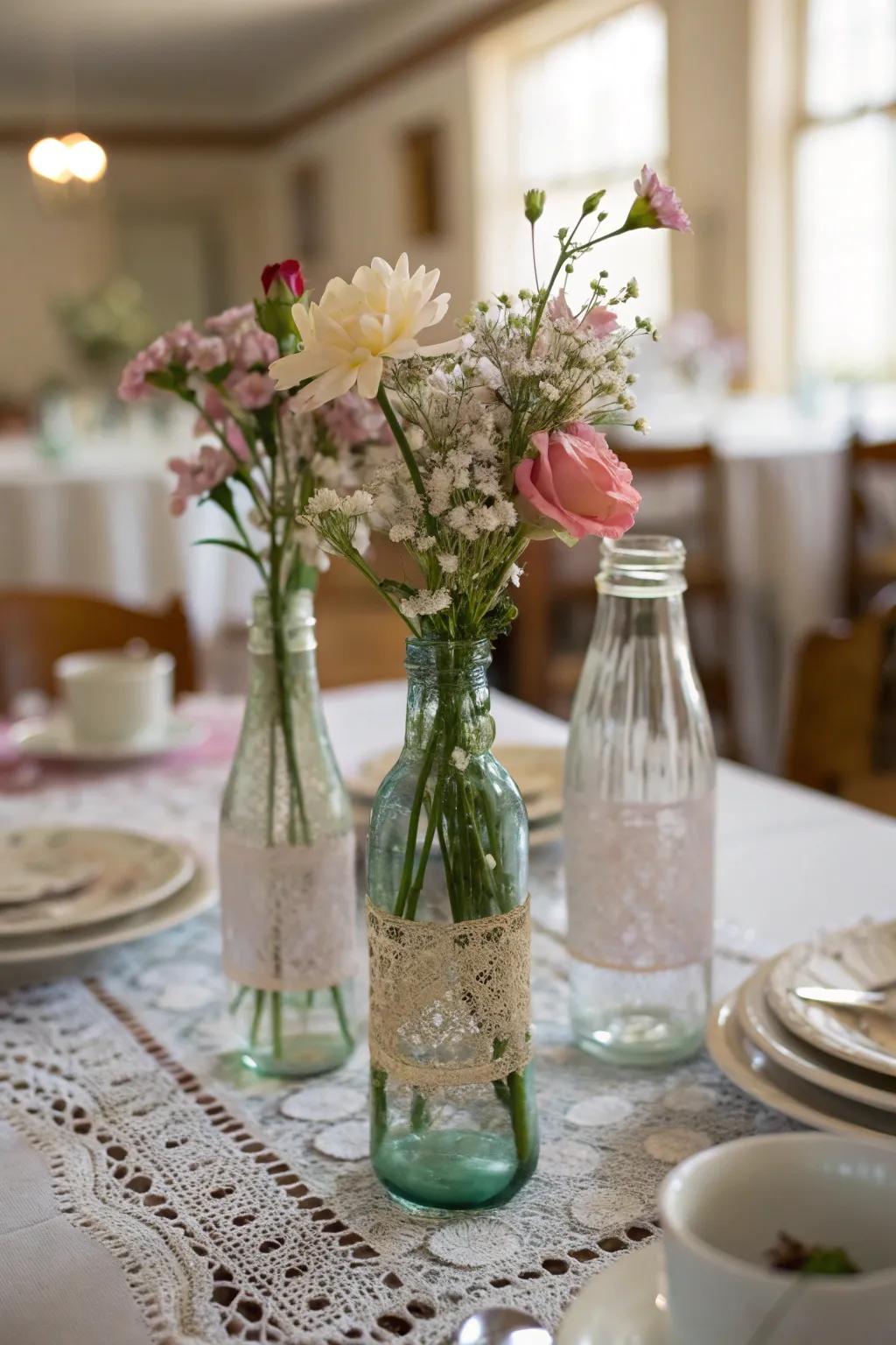 Distinctive allure captured within retro bottle vases.