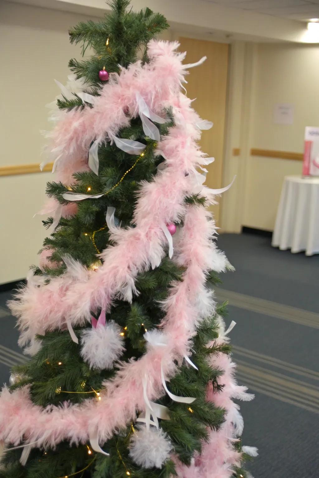 Feather boas add a fanciful and dreamy touch to your Valentine's tree.