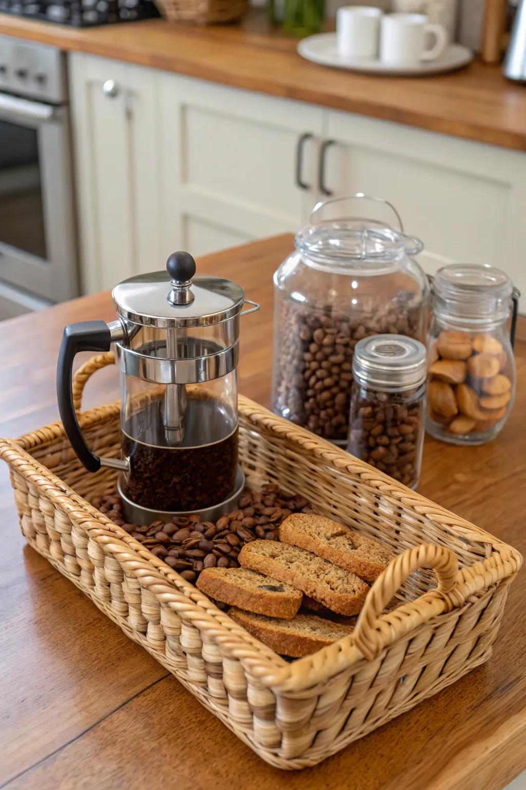 A basket designed for an expert coffee drinker for the perfect brew.