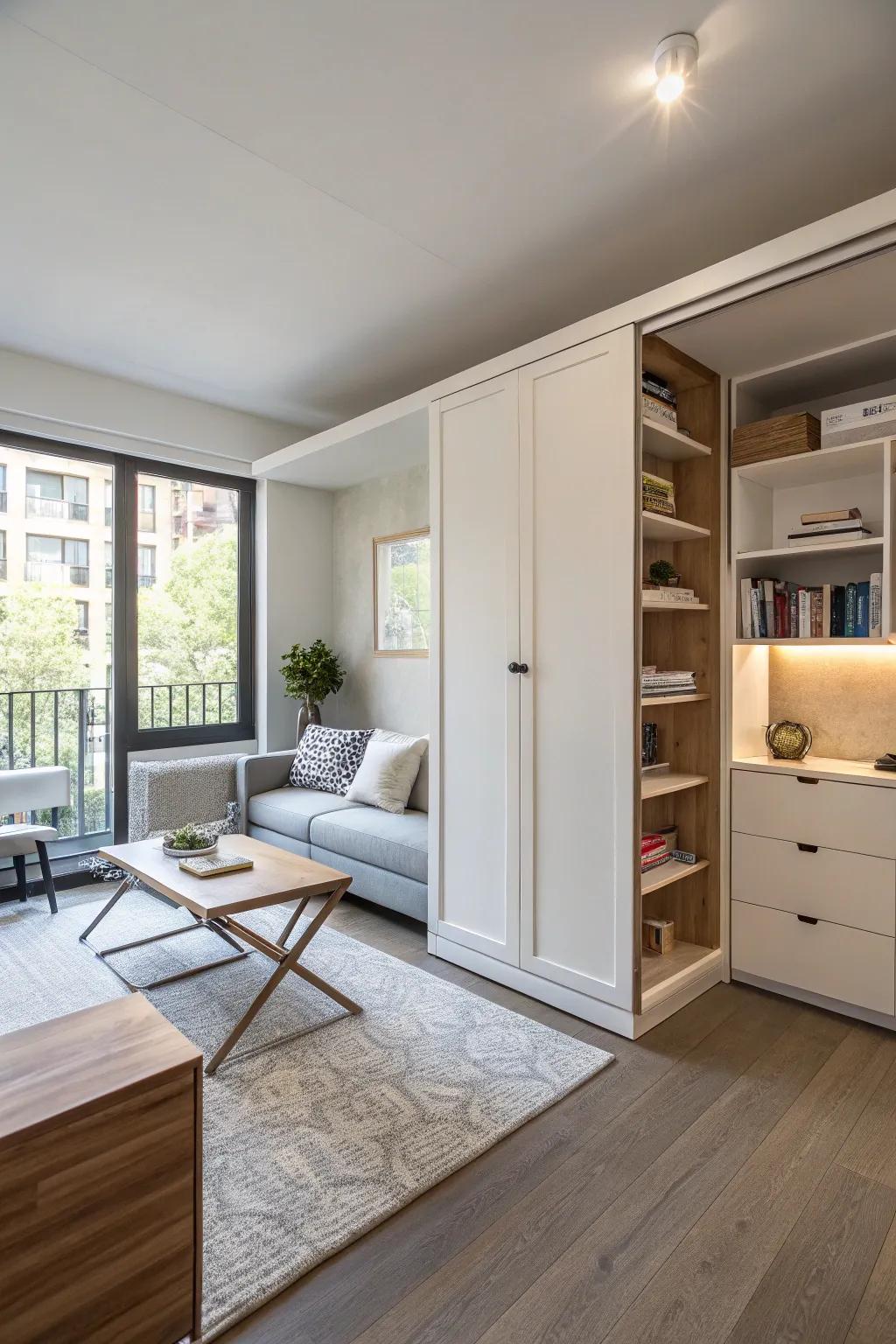 Double your living space with a sleek disappearing bed.