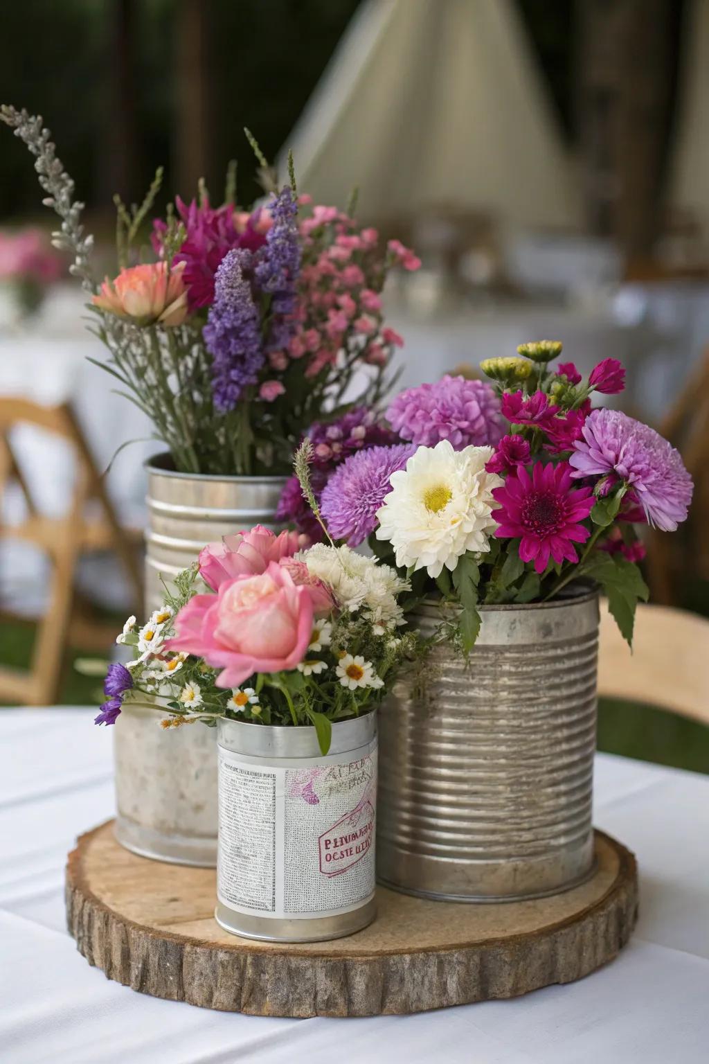 Vintage metal containers adding a nostalgic charm.