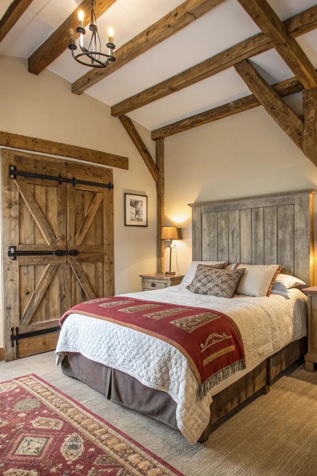 Weathered wood gives warmth and texture.