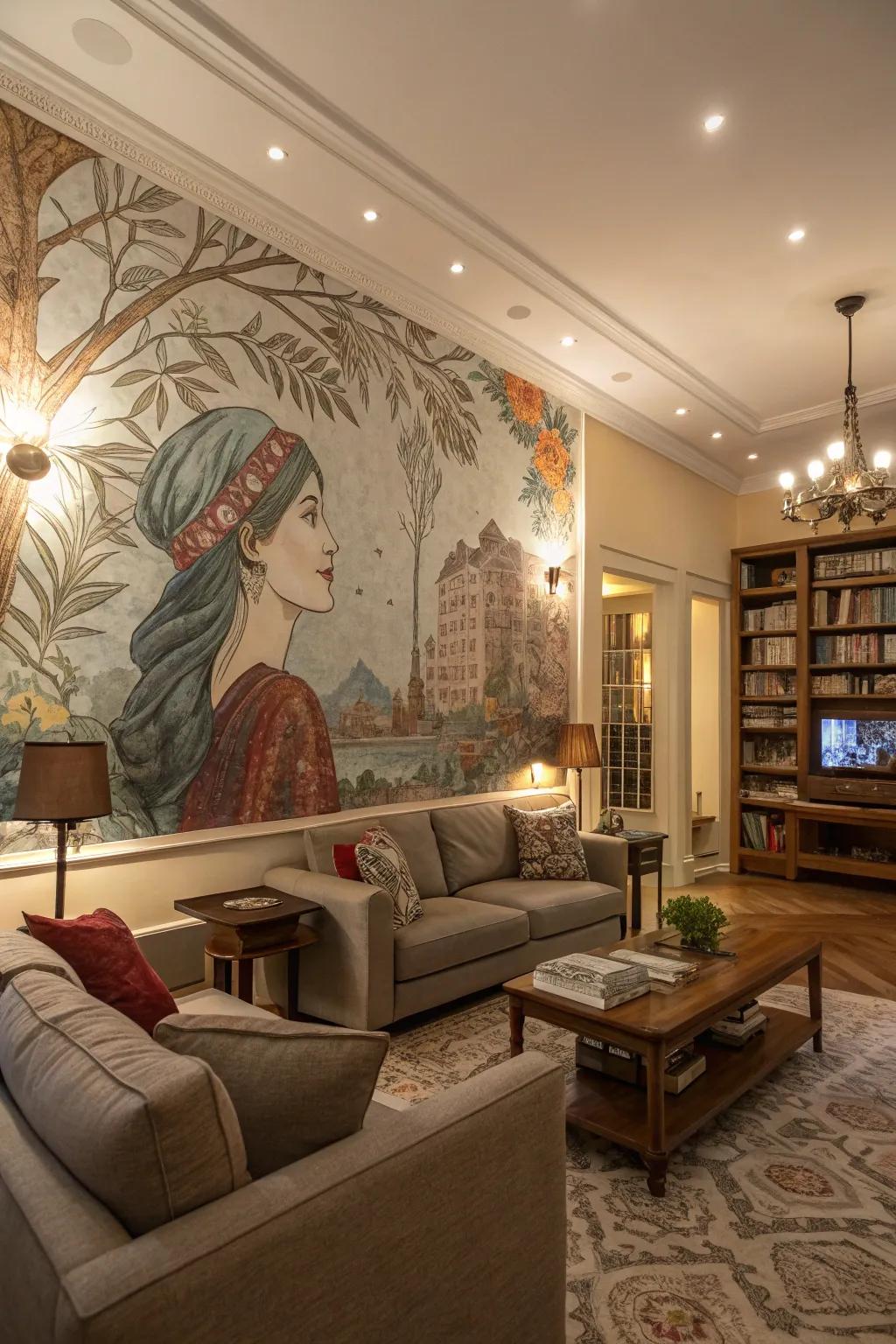 Paintings convert walls into customized artistic expressions.