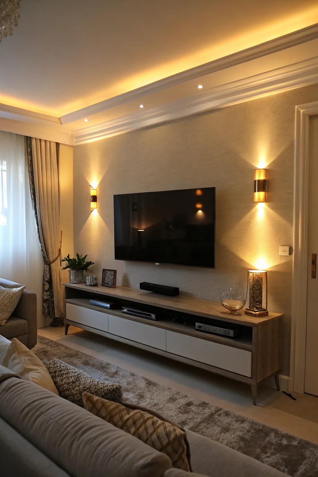 Strategic lighting can dramatically enhance your TV zone.