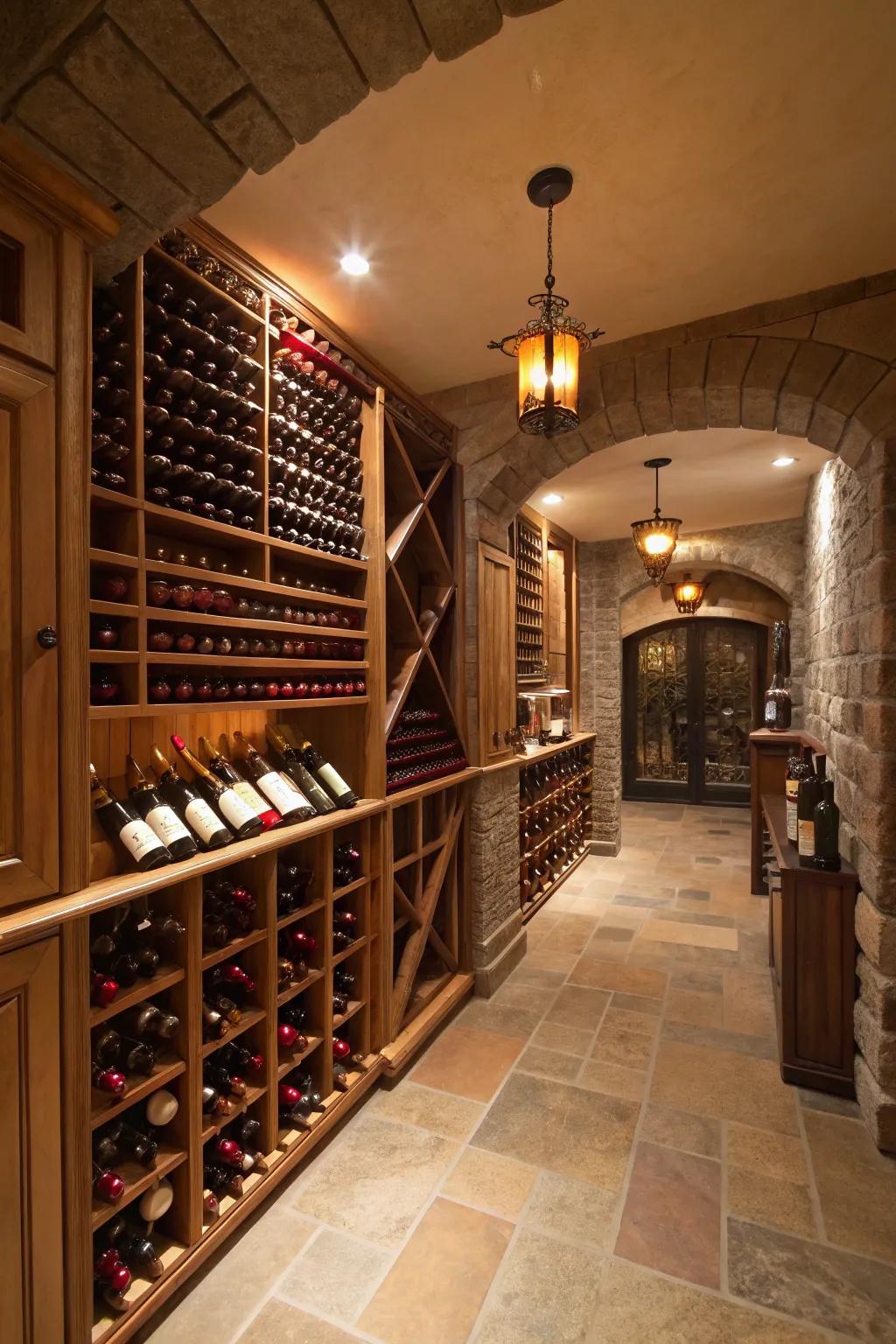 Cellar-style presentations highlight large assortments.