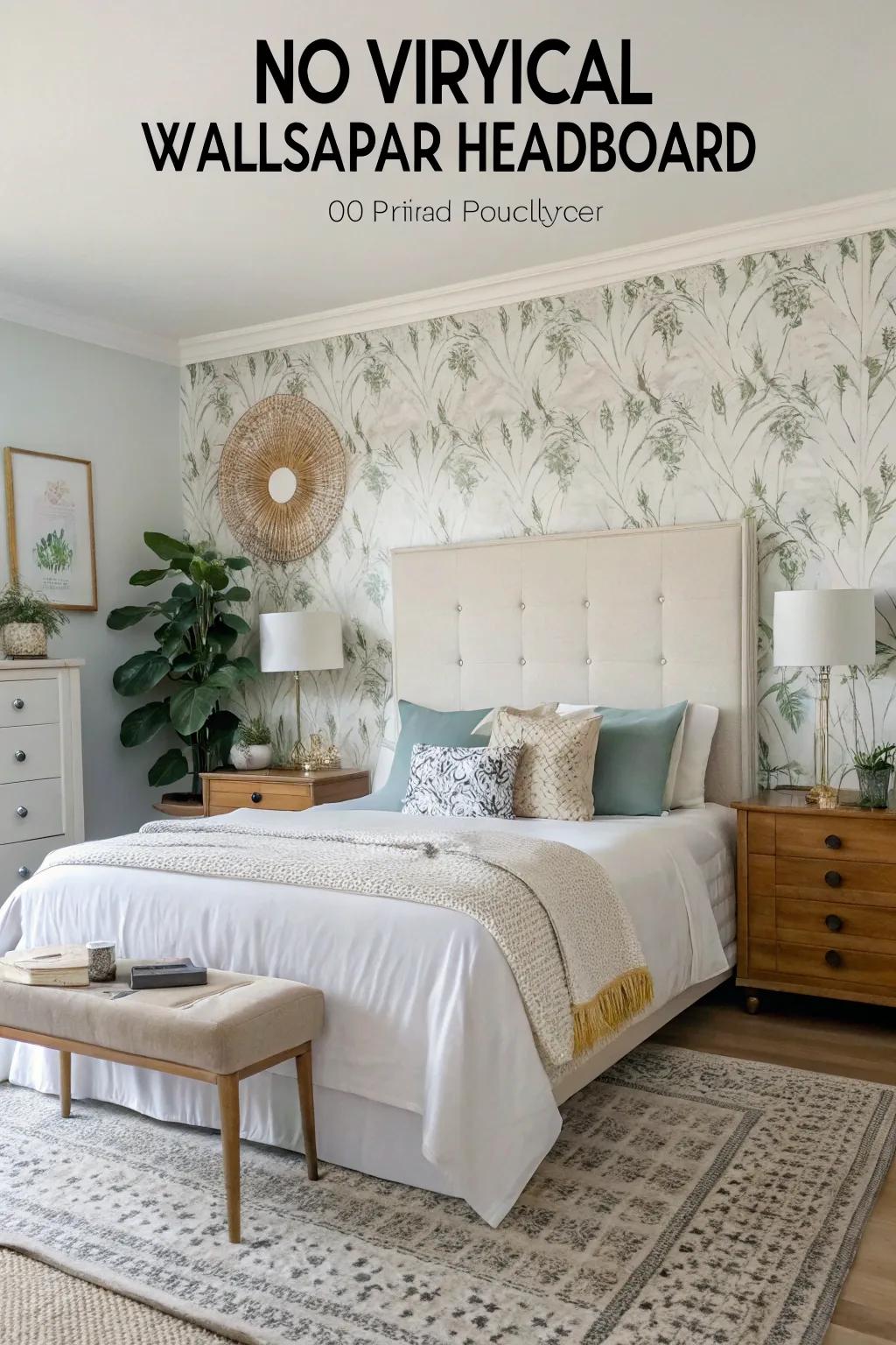 A visual headboard introduces style and structure to a bed without a standard frame.