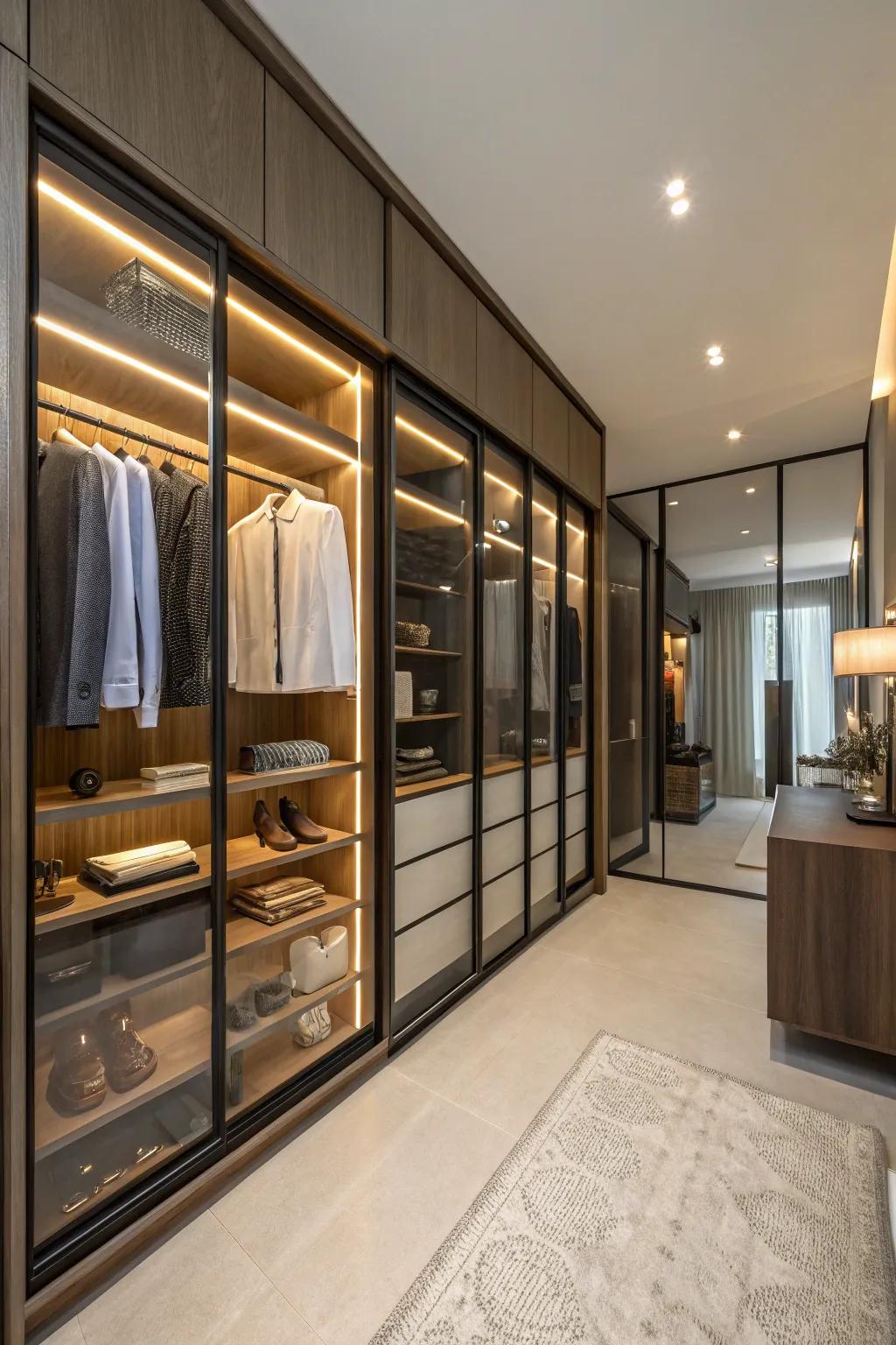A walk-in closet offers a luxurious and accessible storage experience.