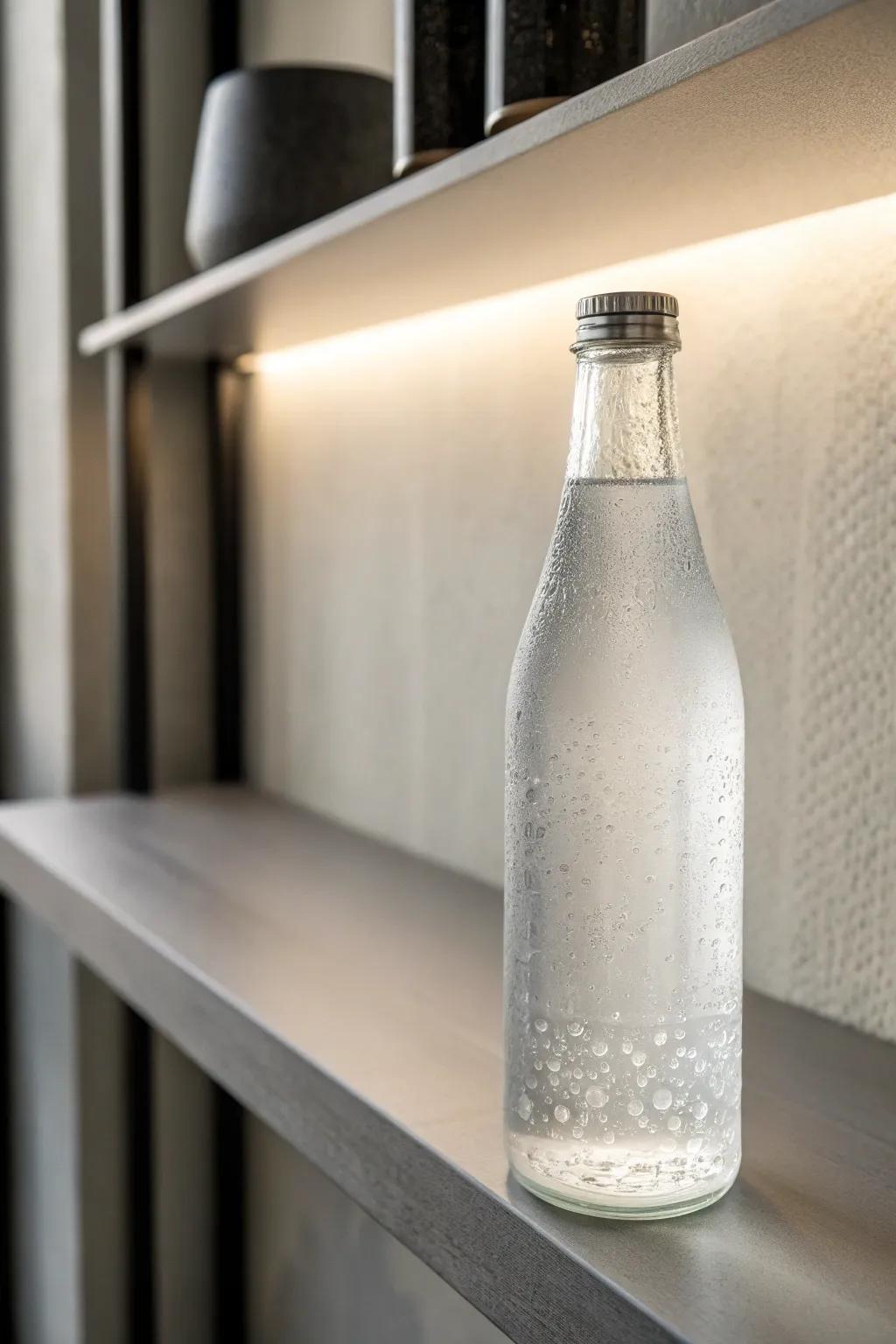 A hydration bottle sporting a refined iced glass phenomenon.