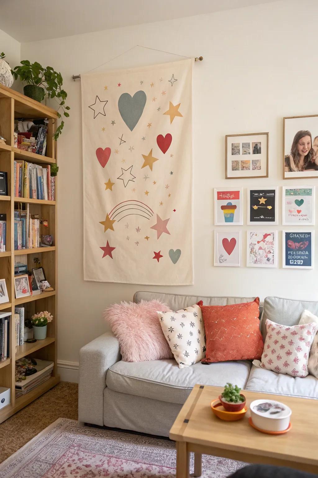 Imagery like hearts adds warmth to welcome signs.