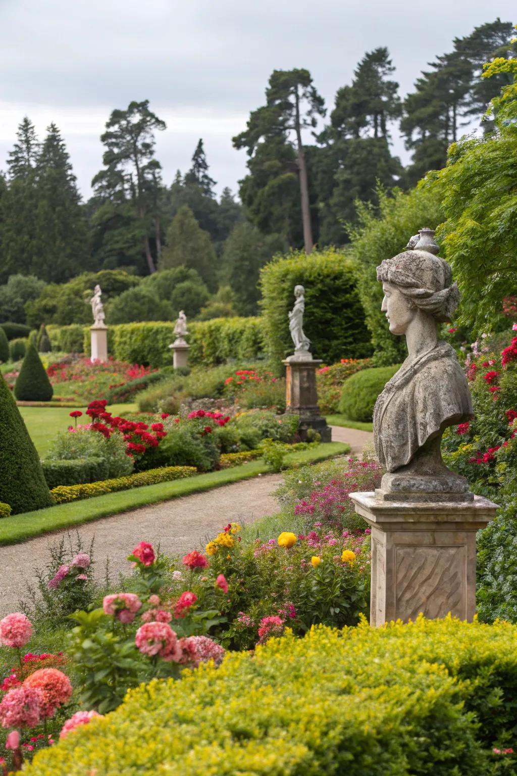 Artistic sculptures can infuse distinct character to your green space.