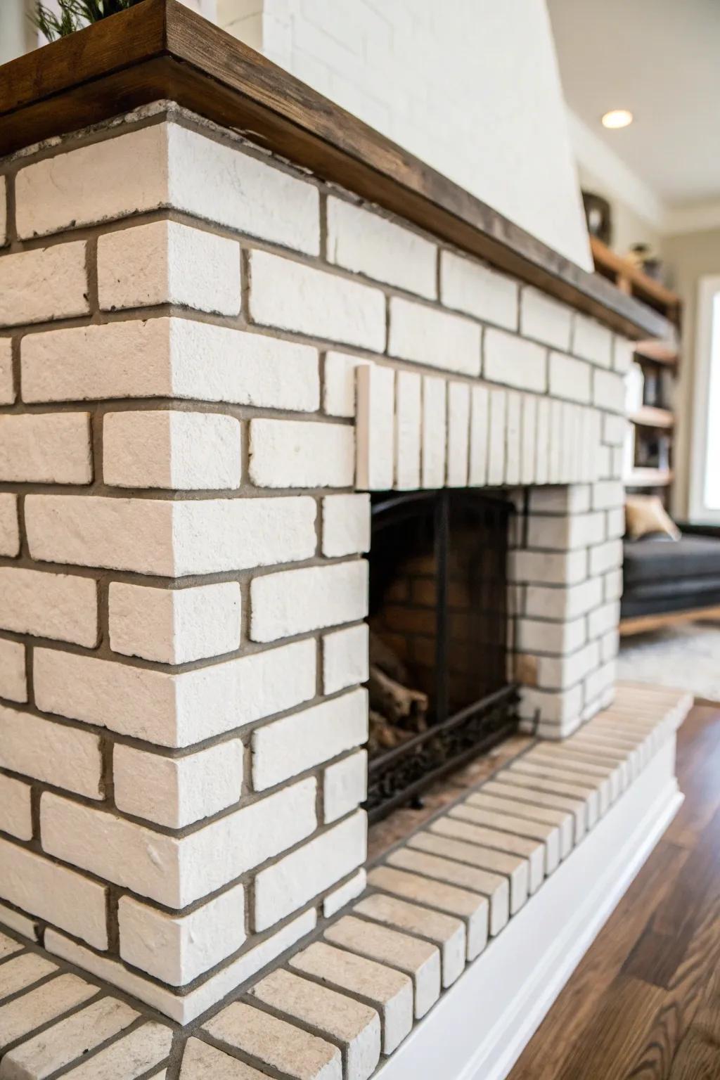Differing grout beautifully emphasizes the brick pattern.