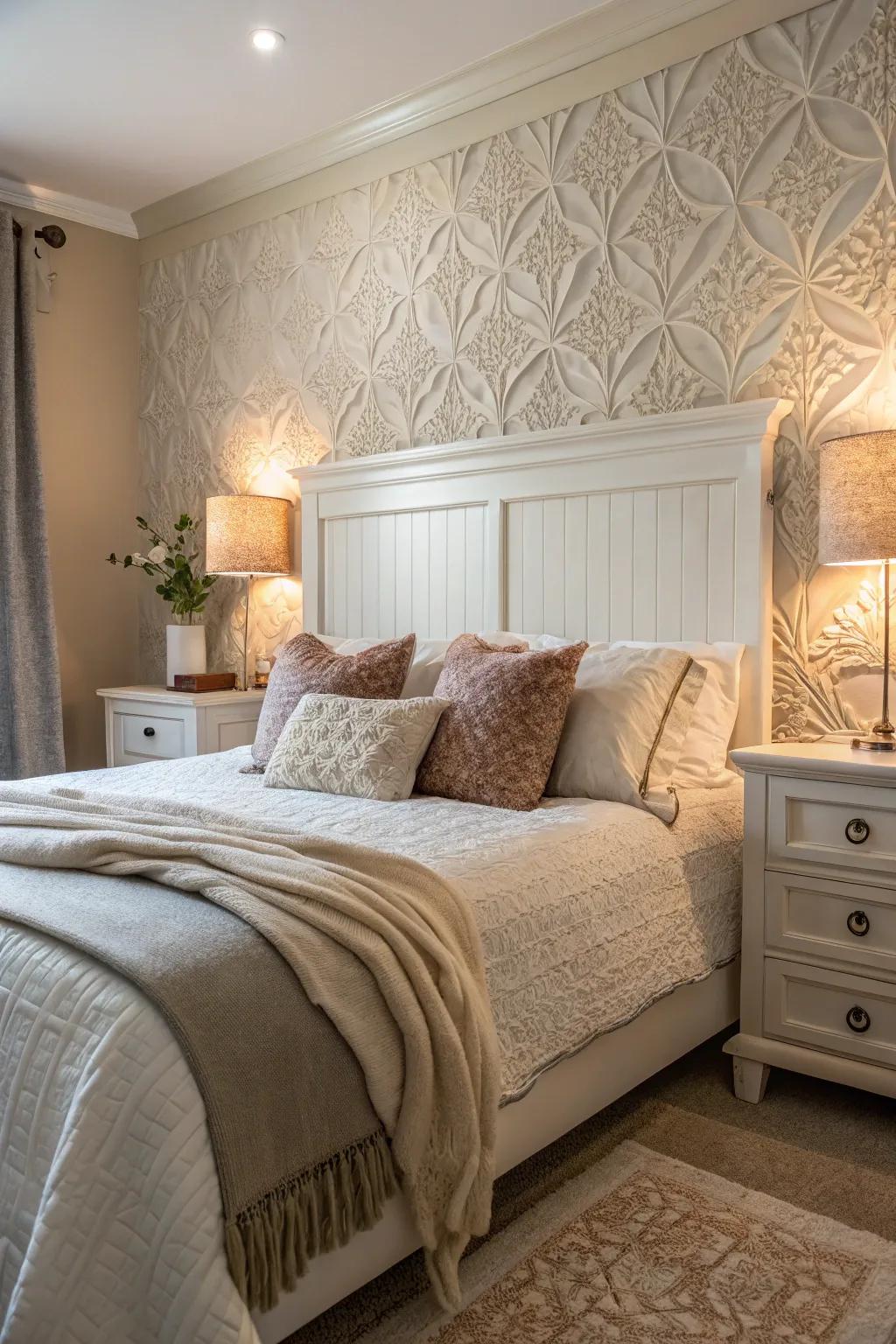 Textured walls make a captivating backdrop.