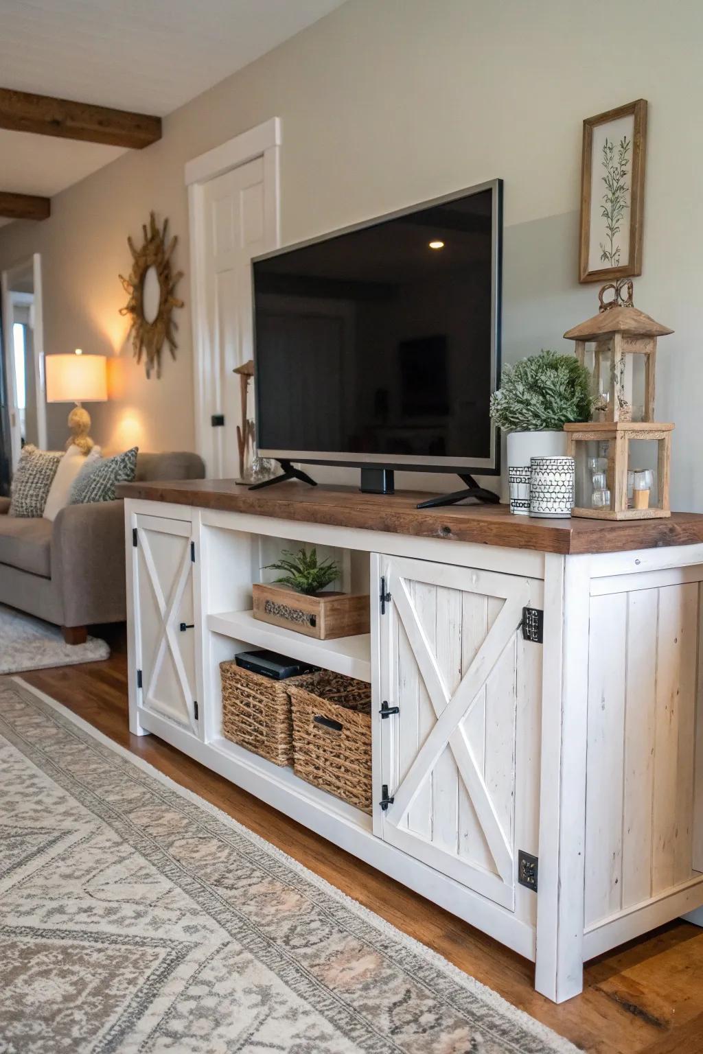 Infuse farmhouse charm with wood decorations.