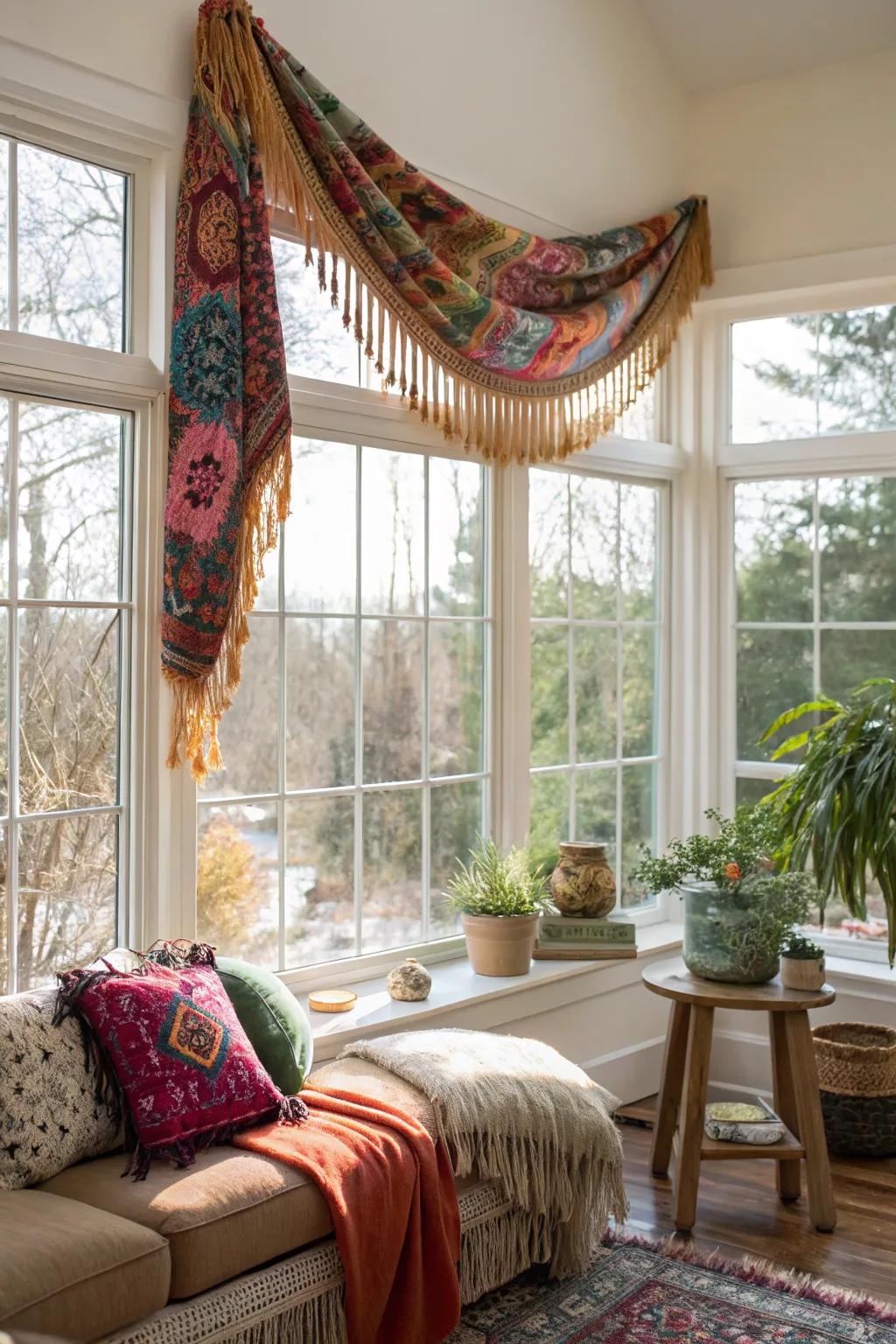 Bohemian fashion using colorful tassels.