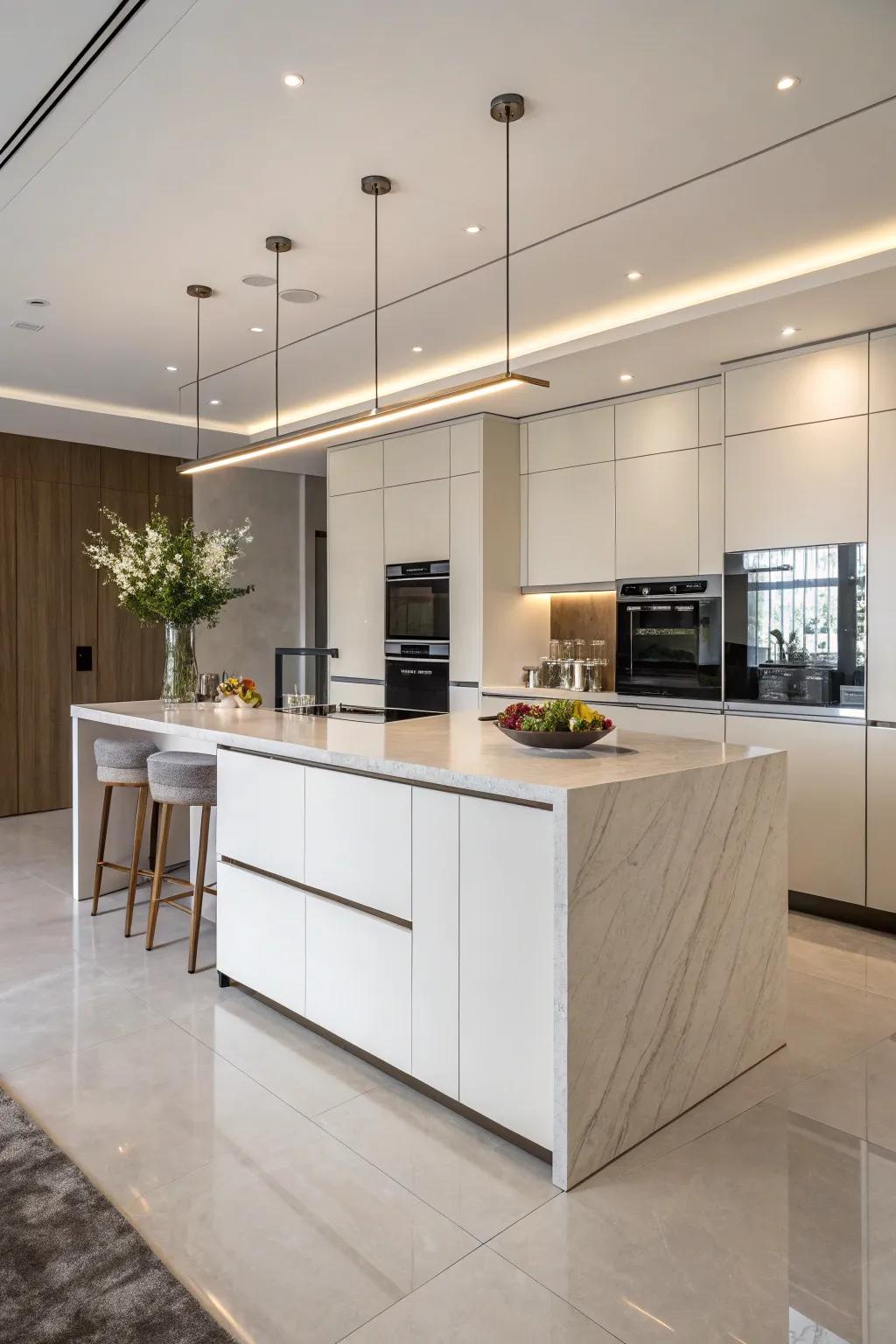 An elevated island that offers streamlined functionality and style.