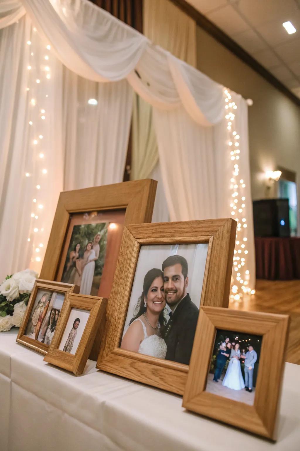 Timber photographic housings contribute a personal nuance to wedding scenes.