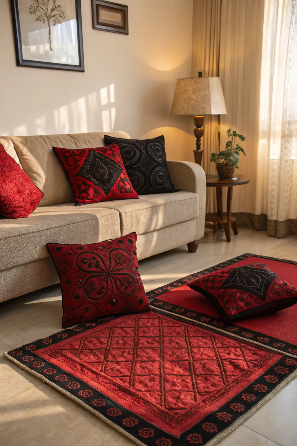 Stylish Red and Black Living Spaces