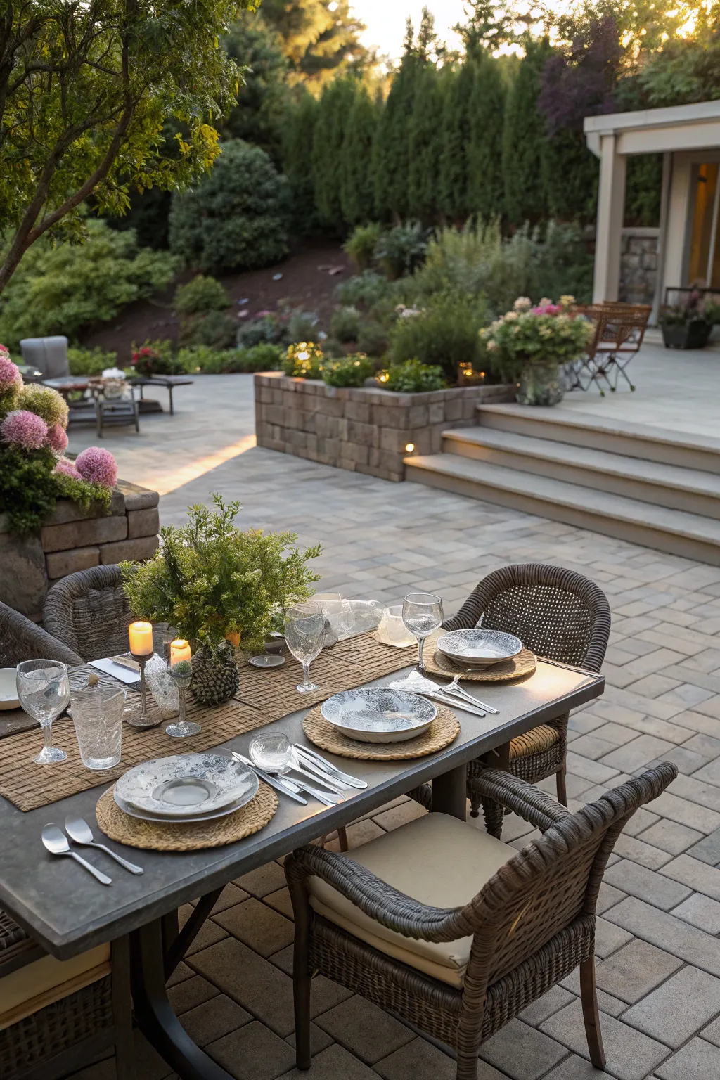 Modern Raised Paver Patio Design Inspiration