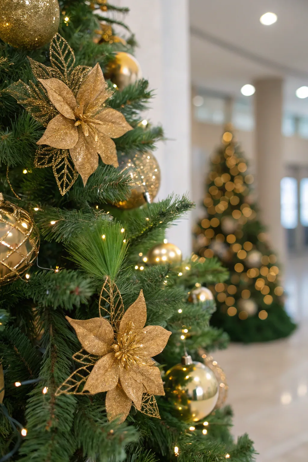 Fashionable Green and Gold Christmas Tree Themes