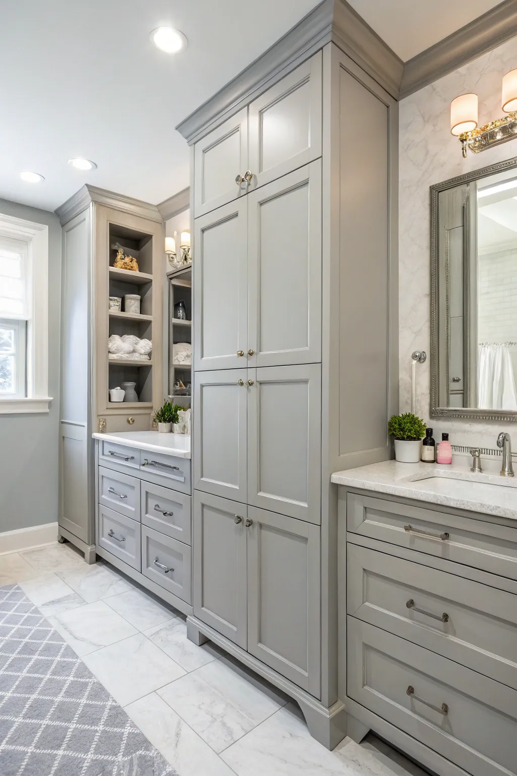 Trendy Gray Bathroom Ideas & Accents
