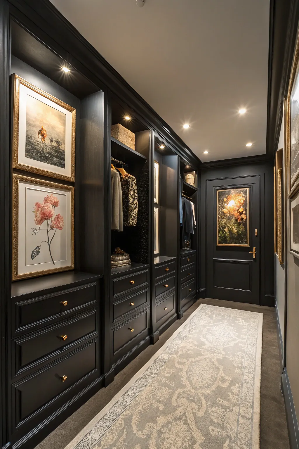 Sophisticated Closet Ideas in Deep Black Tones